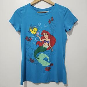 Disney Zappar - T-Shirt Little Mermaid Ariel & Flounder - Size Girls XL - Blue
